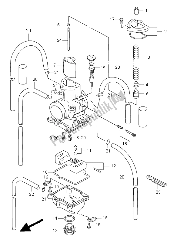 Tutte le parti per il Carburatore del Suzuki RM 125 1998