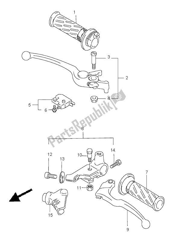 All parts for the Handle Lever of the Suzuki GS 500H 2001