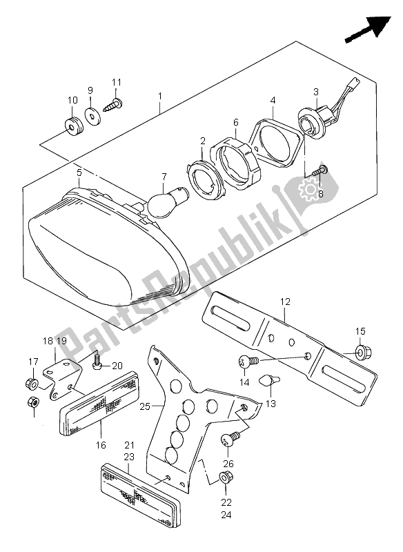 All parts for the Rear Combination Lamp of the Suzuki VZ 800 Marauder 1997