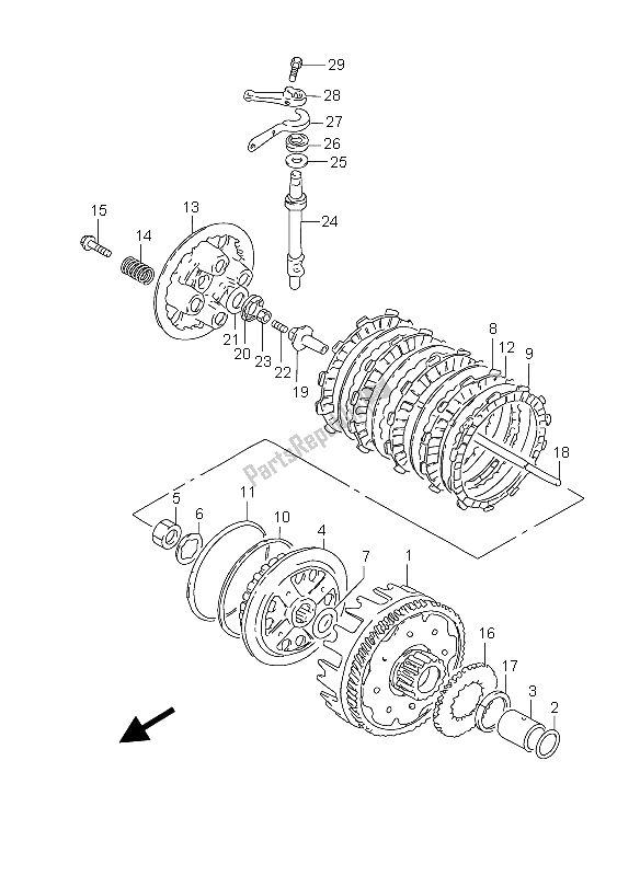 All parts for the Clutch of the Suzuki GZ 250 Marauder 2006