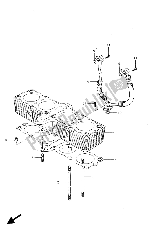 All parts for the Cylinder of the Suzuki GSX R 750R 1986