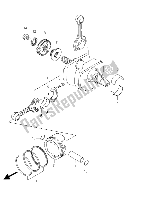 All parts for the Crankshaft of the Suzuki SFV 650A Gladius 2011