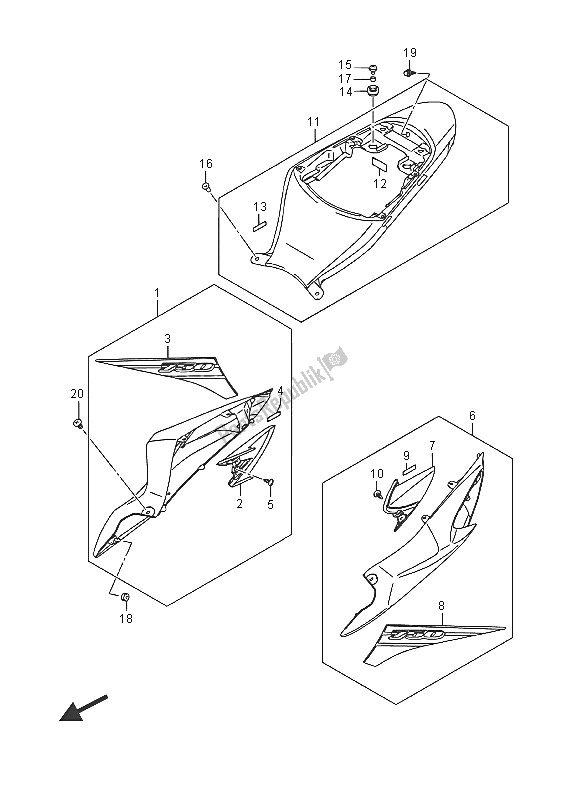 All parts for the Frame Cover (ajp) of the Suzuki GSX R 750 2016