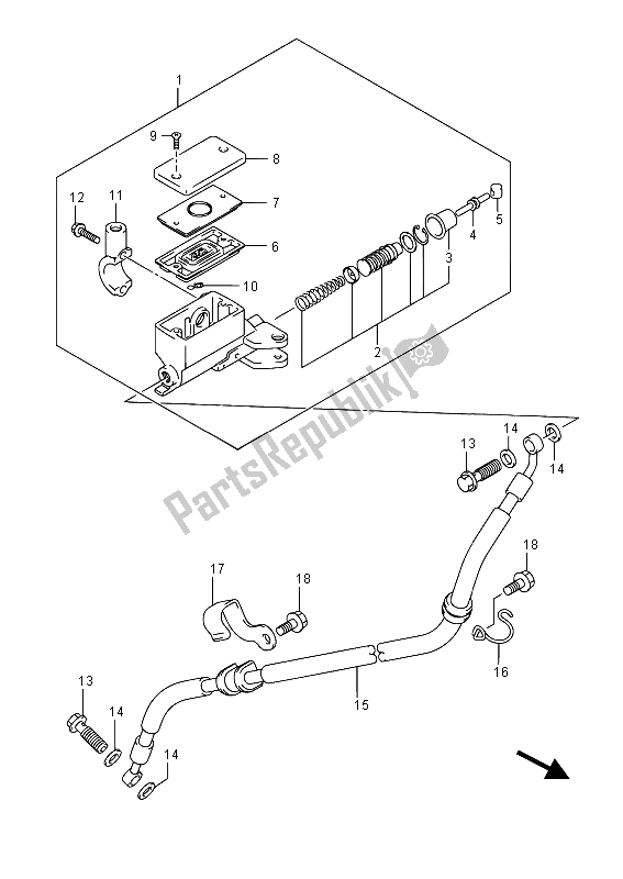 All parts for the Clutch Master Cylinder of the Suzuki DL 1000A V Strom 2015