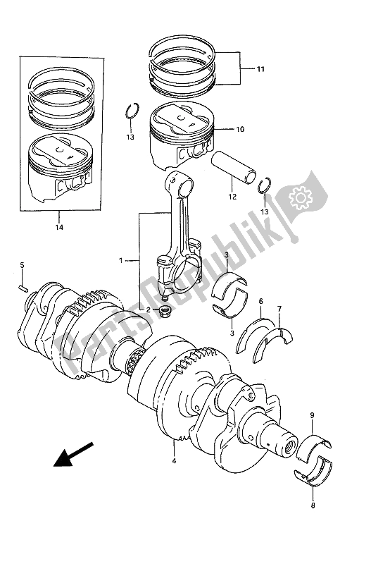 Toutes les pièces pour le Vilebrequin du Suzuki GSX 1100G 1993