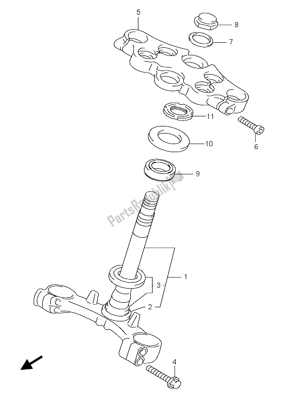 Tutte le parti per il Gambo Dello Sterzo del Suzuki GSX 750F 2004