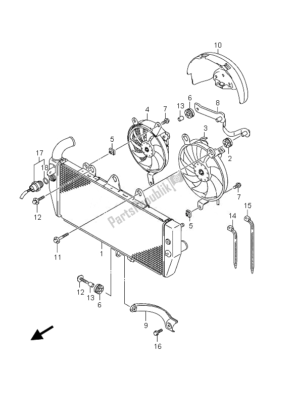 Tutte le parti per il Termosifone del Suzuki GSX 1250 FA 2010