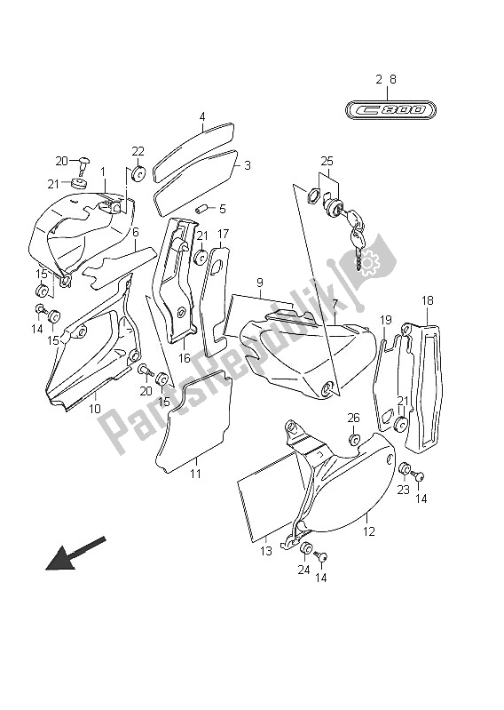 Tutte le parti per il Copertura Telaio (vl800 E19) del Suzuki C 800 VL Intruder 2011