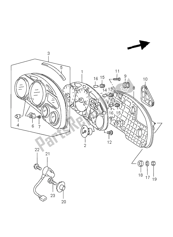 All parts for the Speedometer of the Suzuki GSX 750F 1998