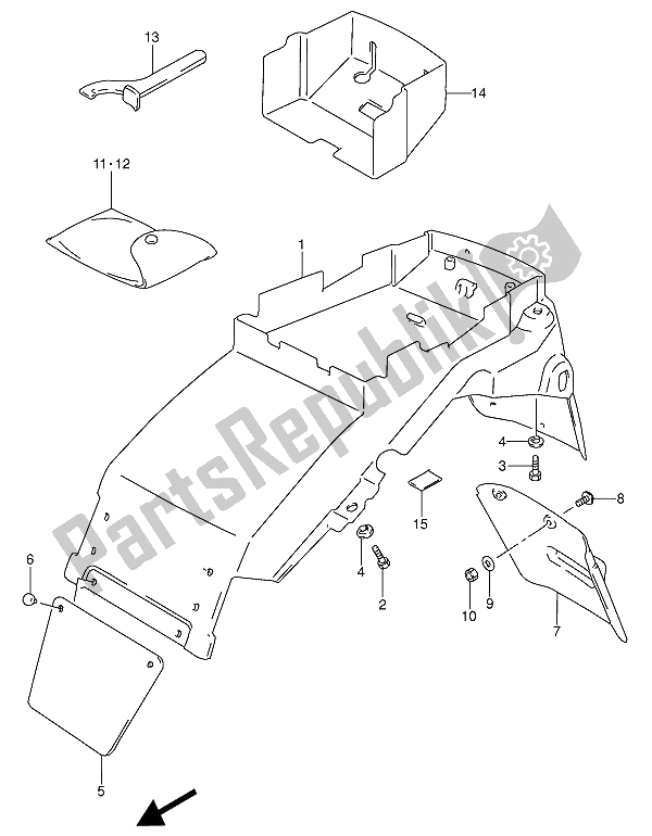 Todas las partes para Guardabarros Trasero de Suzuki RF 600 RU 1993