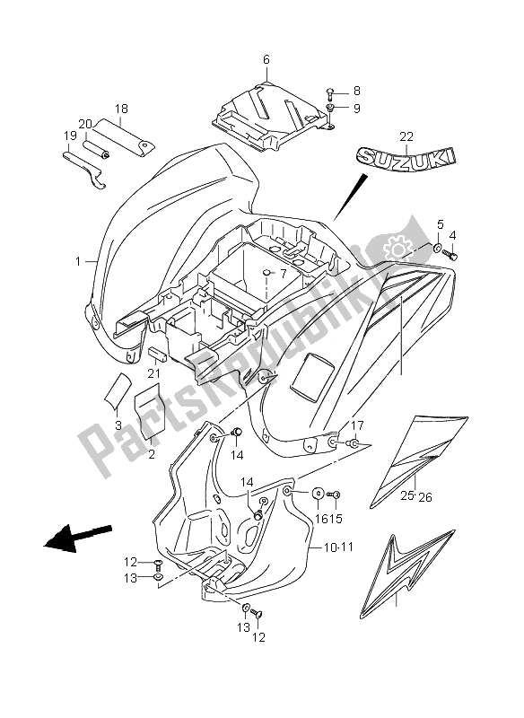 All parts for the Rear Fender of the Suzuki LT Z 250 Quadsport 2007