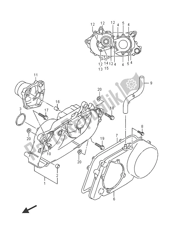 All parts for the Cvt Case of the Suzuki LT Z 50 Quadsport 2016