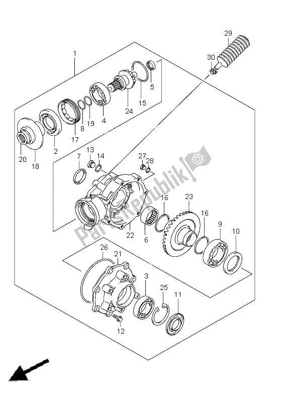 All parts for the Final Bevel Gear of the Suzuki LT F 250 Ozark 2012