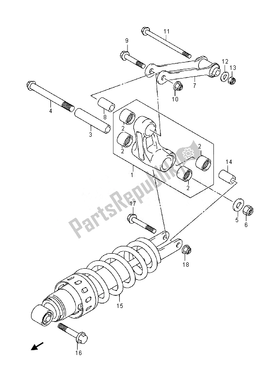 All parts for the Rear Cushion Lever (an400a E19) of the Suzuki Burgman AN 400 AZA 2014