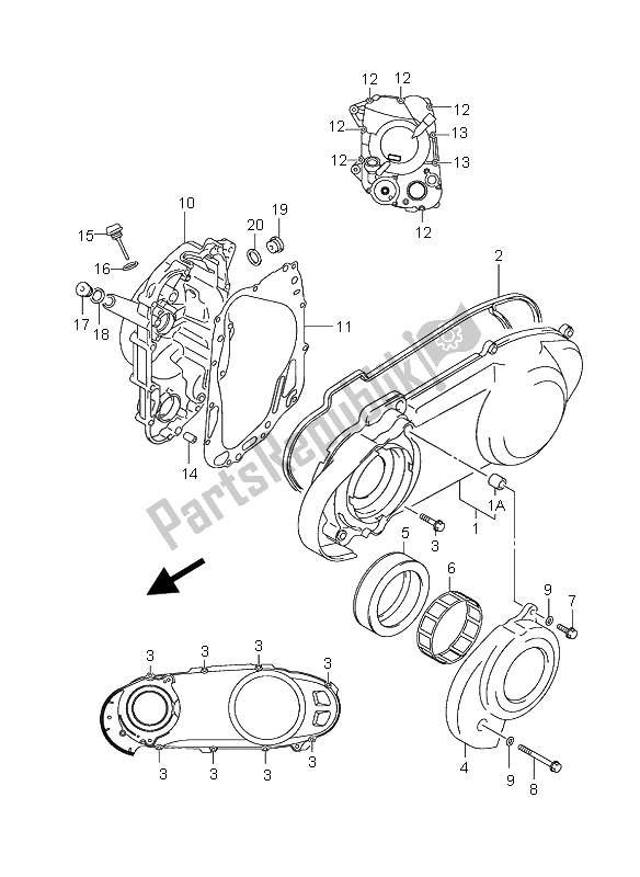 Todas las partes para Tapa Del Cárter de Suzuki UH 125 Burgman 2005