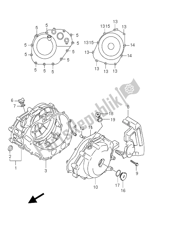 All parts for the Crankcase Cover of the Suzuki DL 650 V Strom 2006