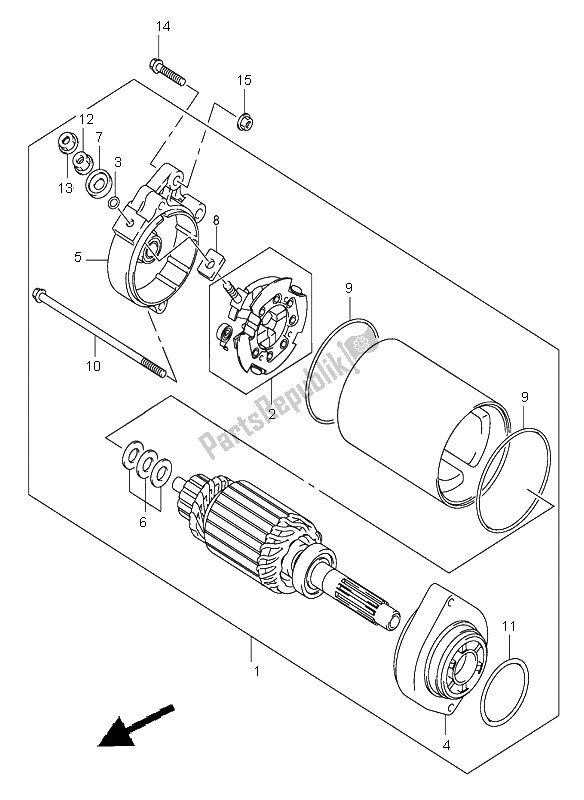 All parts for the Starting Motor of the Suzuki DL 1000 V Strom 2006