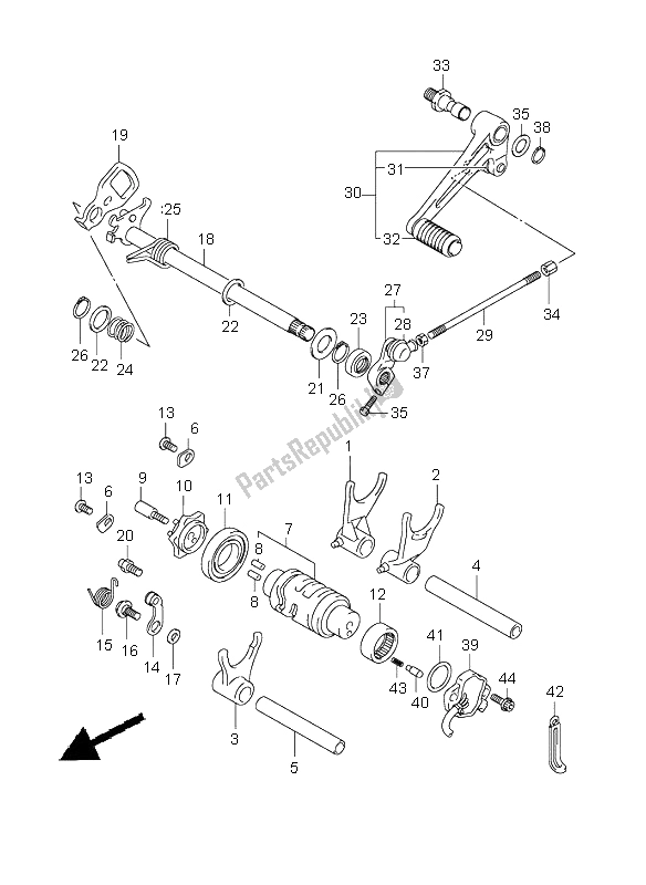 Todas as partes de Mudança De Marchas do Suzuki SV 650 NS 2004