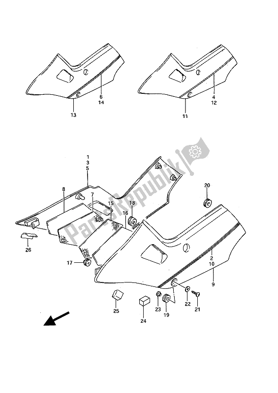 Tutte le parti per il Copertura Del Telaio del Suzuki GSX 1100F 1988