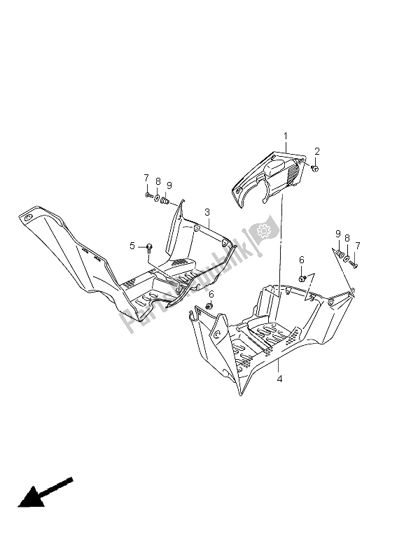 All parts for the Mudguard of the Suzuki LT A 750 XPZ Kingquad AXI 4X4 2011