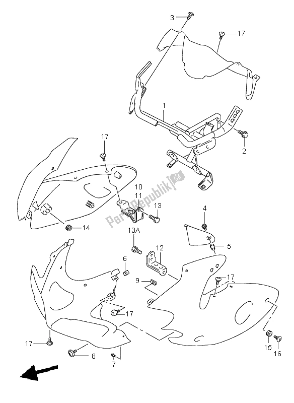 Todas las partes para Partes De Instalación Del Cuerpo De Capota de Suzuki SV 650 NS 1999