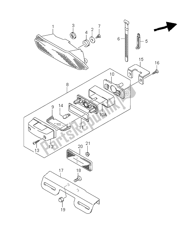 All parts for the Rear Combination Lamp of the Suzuki VZ 800 Marauder 2006