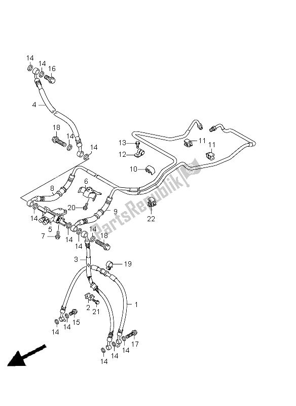 All parts for the Front Brake Hose (gsx650fa-fua) of the Suzuki GSX 650 FA 2009