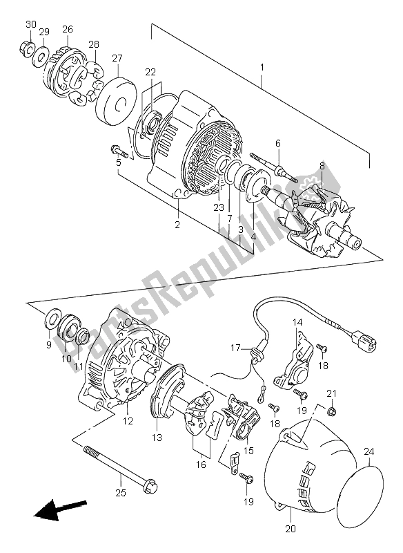 All parts for the Alternator of the Suzuki GSF 600 NS Bandit 1998