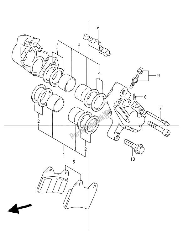 Todas as partes de Compasso De Calibre Frontal do Suzuki GSX 1200 Inazuma 2001