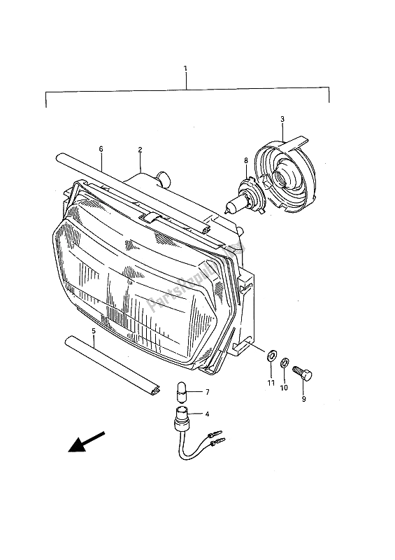 Todas as partes de Lanterna De Cabeça do Suzuki GSX 1100F 1990