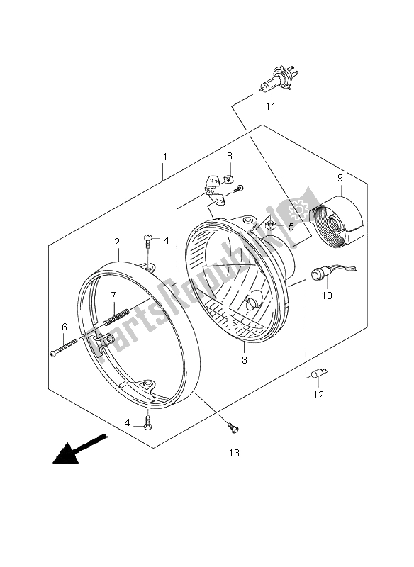 All parts for the Headlamp (sv650-u) of the Suzuki SV 650 NS 2004