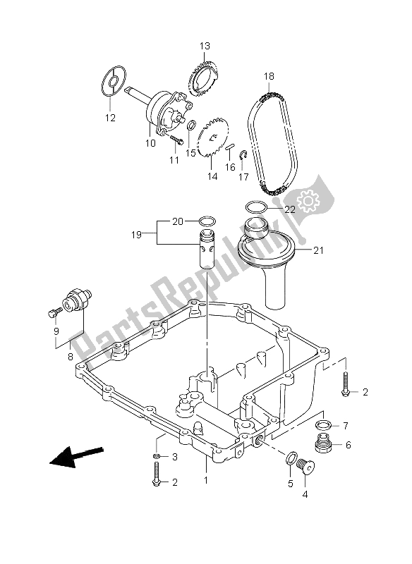 All parts for the Oil Pan & Oil Pump of the Suzuki GSF 1250 Nsnasa Bandit 2008