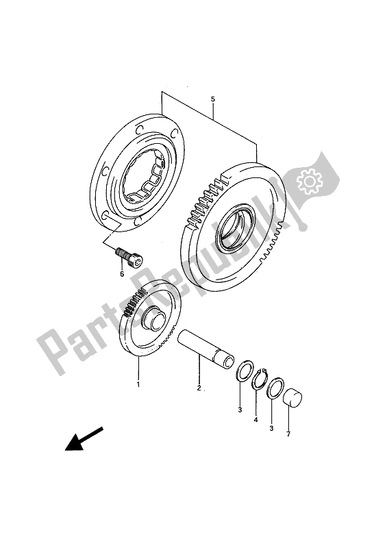 Alle onderdelen voor de Starterkoppeling van de Suzuki GSX R 750W 1993