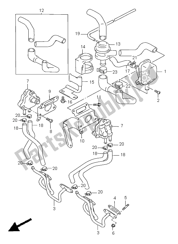 Todas as partes de Segundo Ar (gsf1200s E18) do Suzuki GSF 1200 Nssa Bandit 1998