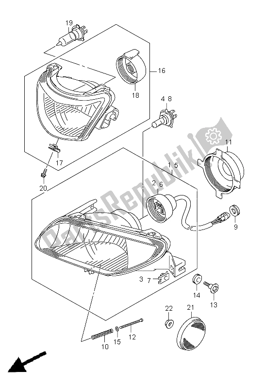 All parts for the Headlamp (lt-a750xpz P28) of the Suzuki LT A 750 XPZ Kingquad AXI 4X4 2011