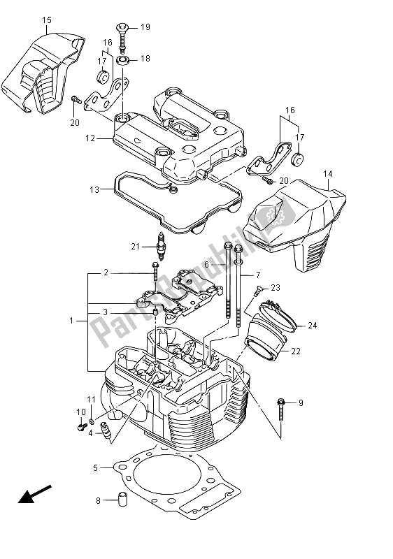 Alle onderdelen voor de Cilinderkop (voor) (vzr1800uf E19) van de Suzuki VZR 1800 BZ M Intruder 2015