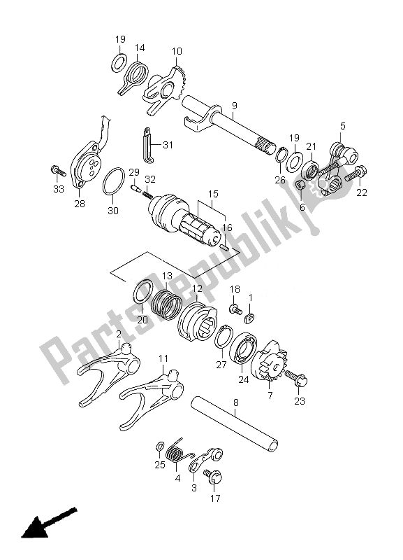 All parts for the Gear Shifting of the Suzuki LT A 500 XPZ Kingquad AXI 4X4 2010