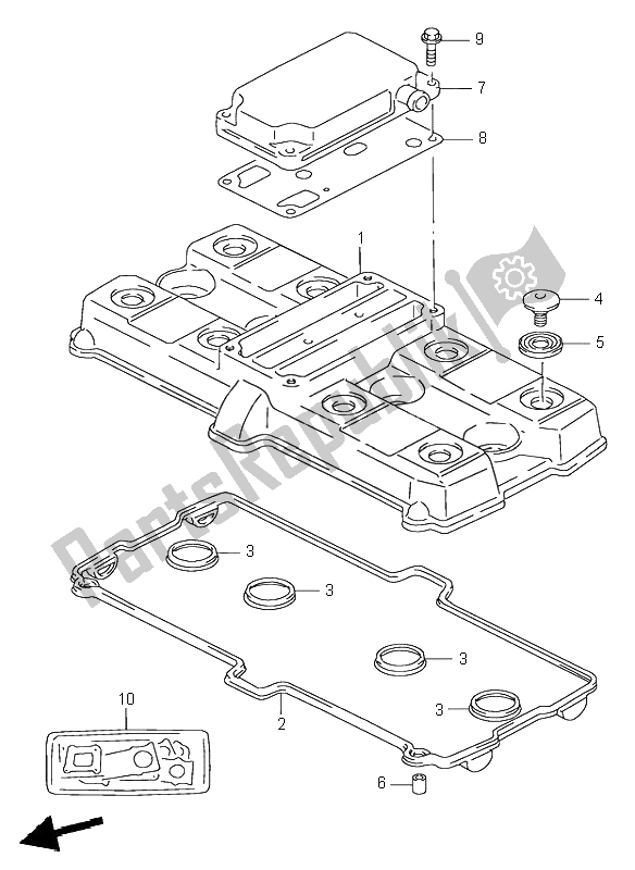 All parts for the Cylinder Head Cover of the Suzuki RF 900R 1995