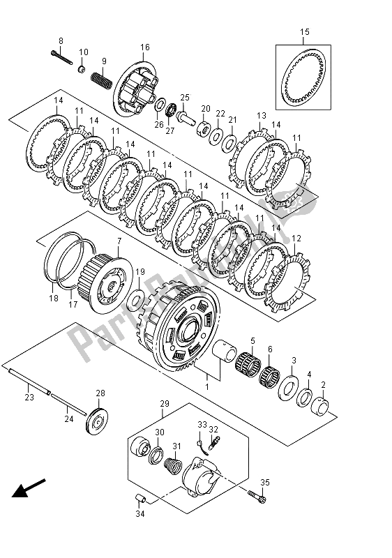 All parts for the Clutch of the Suzuki GSF 1250 SA Bandit 2015