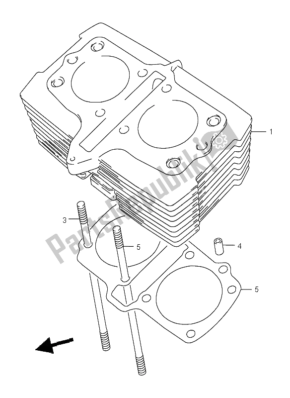 All parts for the Cylinder of the Suzuki GS 500H 2001