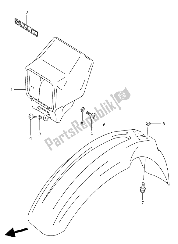 All parts for the Front Fender of the Suzuki DR Z 400S 2001