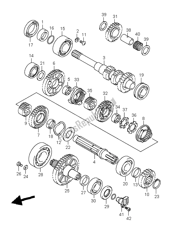 All parts for the Transmission (2) of the Suzuki LT A 700X Kingquad 4X4 2006