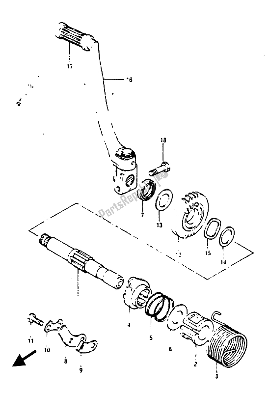 Wszystkie części do Kick Starter Suzuki RG 125 CUC Gamma 1987