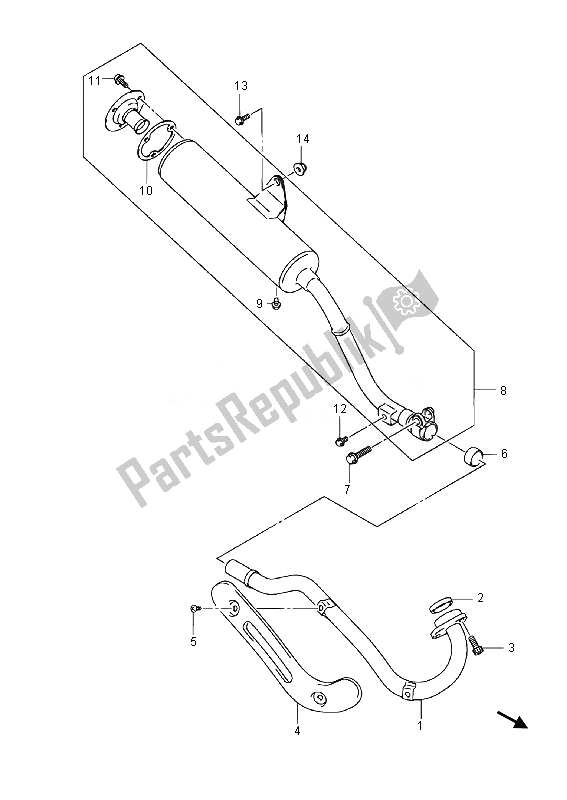 All parts for the Muffler of the Suzuki DR Z 125 SW LW 2014