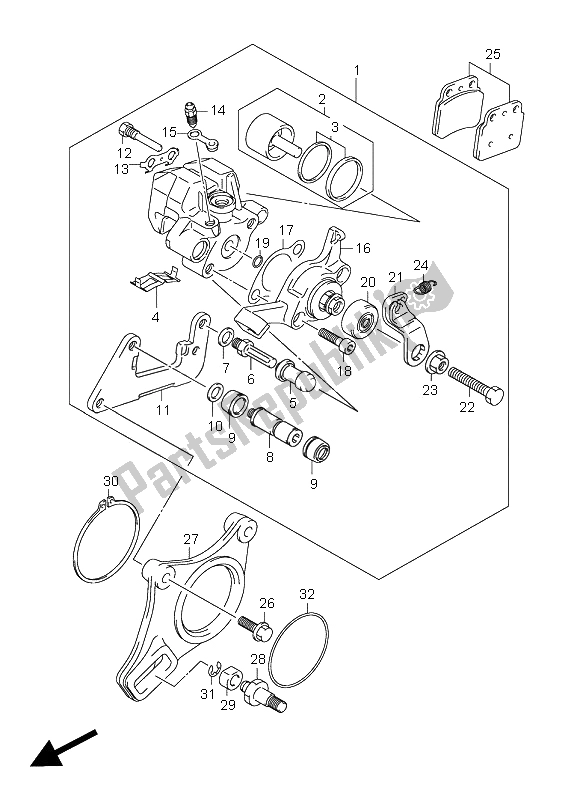 Tutte le parti per il Pinza Posteriore del Suzuki LT R 450Z Quadracer 2009