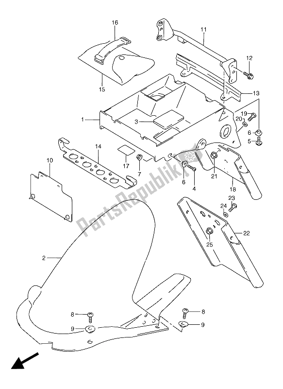 Tutte le parti per il Parafango Posteriore del Suzuki RGV 250 1993