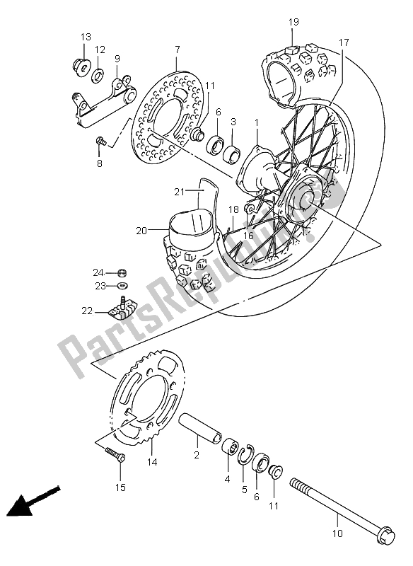 All parts for the Rear Wheel (lw) of the Suzuki RM 85 SW LW 2005