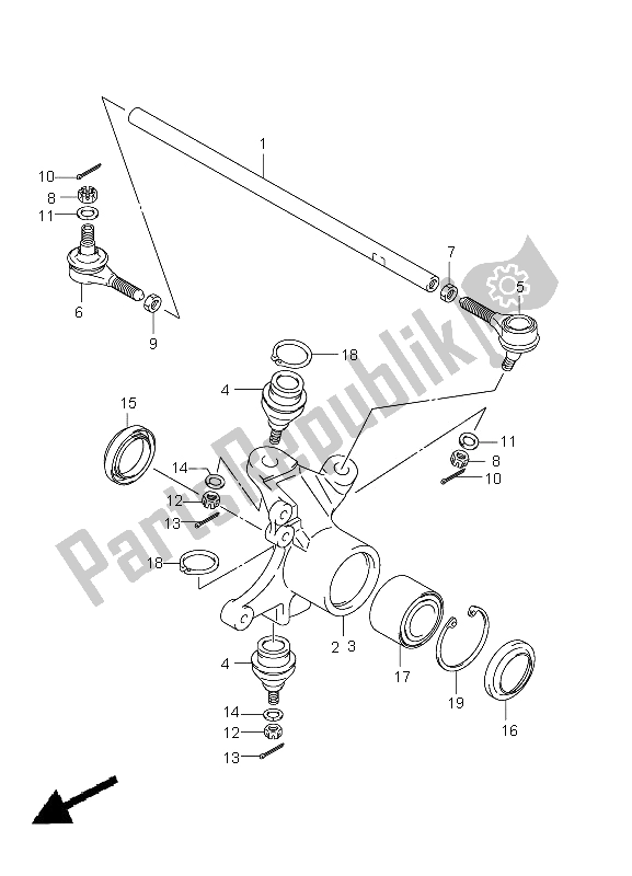 All parts for the Steering Knuckle of the Suzuki LT A 750 XPZ Kingquad AXI 4X4 2011