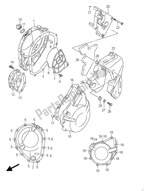 Toutes les pièces pour le Couvercle De Carter du Suzuki GSF 650 Sasa Bandit 2011
