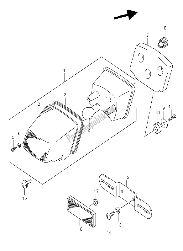 All parts for the Tail Lamp of the Suzuki DR Z 400E 2009